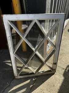 Antik um 1900 Mission Stil TUDOR Diamant Scheibe Fensterrahmen 28,5” x 22” x 1,75 - Bild 1 von 11