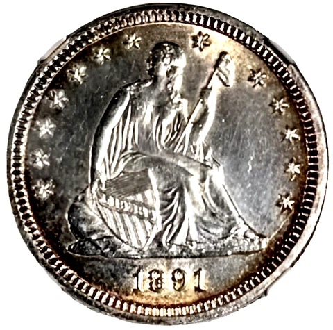 1891 Seated Liberty Quarter, NGC Unc. Details, Shows PL, High BU Grade Cover
