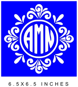 BLÜHENDES MONOGRAMM NAME INITIALEN INDIVIDUELLER VINYL-AUFKLEBER 8" GLASBLOCK ZUM SELBERMACHEN BASTELN - Bild 1 von 3