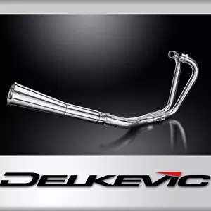 Kawasaki Z750B Twin 1976-1979 Complete Exhaust 2-1 Stainless Megaphone Muffler - Foto 1 di 5