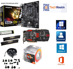 AMD Gaming PC Ryzen3  A320 MOBO, RX R9 GPU ,16GB RAM, NVME-SSD, Windows 11