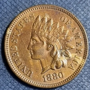 1880 Indian Head Cent 1c High Grade BU RED BROWN UNCIRCULATED #89054 - Picture 1 of 2