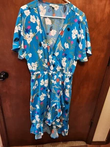 J.Crew Mercantile Womens Size L Short-Sleeve Floral Ruffle Wrap Dress - Picture 1 of 5