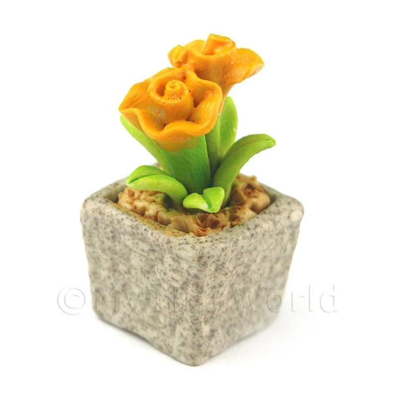 Miniatura Fatto a Mano Giallo Scuro Ceramica Fiori - Immagine 1 di 1