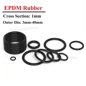 EPDM Gummi O Ringe 1 mm Schnurstärke Außen Ø 3mm-40mm O-Ring Dichtung Dichtring - Picture 1 of 12