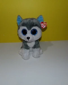 Nuevo Ty Beanie Boos SLUSH the Siberian Husky Cachorro Perro Brillo Ojos Mediano 10"  - Imagen 1 de 2