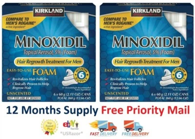 12 months Kirkland Hair loss Regrowth Treatment 5% Minoxidil Foam Men 03/2024 - Image 1 of 2