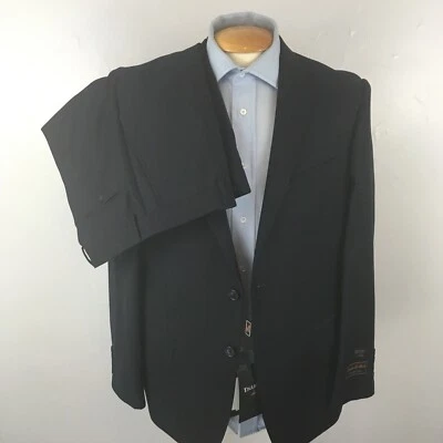 Tiglio 2 Piezas Hombre Traje Sólido Azul Marino 42s 36w 100% Lana Chaqueta Pantalones Nuevos ea0167 Foto 1 de 4