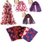 Colorful Poppy Floral Shawl Cotton Voile Poppies Floral Wrap  for Women Ladies