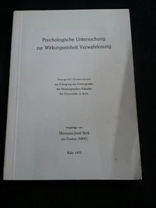 Hermann-Josef Berk: Psychologische Untersuchung z. Wirkungseinheit Verwahrlosung - Bild 1 von 4