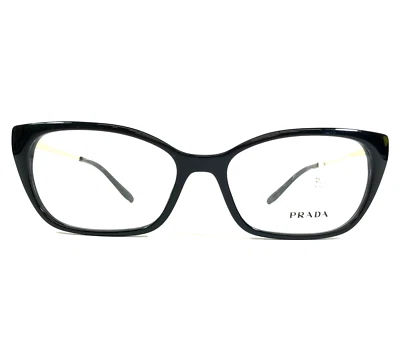 Prada Eyeglasses Frames VPR14X 1AB-1O1 Black Gold Cat Eye Full Rim 54-16-140 - Image 1 of 4