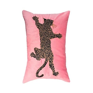 Leopard Pattern Pillow Cover - Pink Velvet Animal Print Cushion Case - Picture 1 of 6