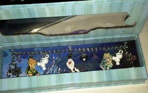 Disney Store 7"  FROZEN Charm Bracelet  W/ Enameled & Metal Charms   New