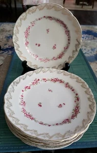 SET 6 ANTIQUE KPM GERMAN CABINET DISPLAY OR LUNCHEON PLATES W/ROSES - Picture 1 of 9