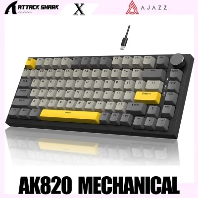 ATTACK SHARK x AJAZZ AK820 Hot-Swap Wired Mechanical Keyboard Gasket Knob PBT - Image 1 of 4