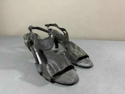 ROS HOMMERSON 女式银色闪亮 SLINGBACK LUCKY HEELS 尺码 7M — 第 1/3 张图片