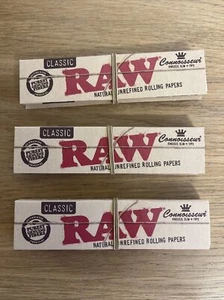 RAW Connoisseur King size Slim Skin Rolling Papers 3x with Roach Tips - Picture 1 of 2
