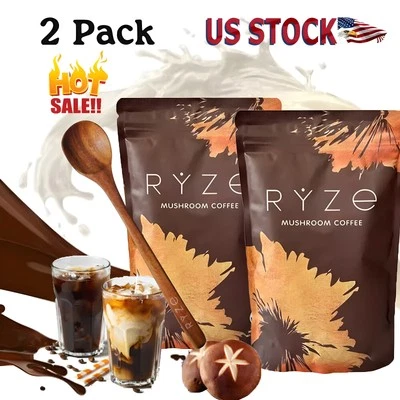 MRZE NEW 2 Pack Organic RYZE Mushroom Coffee 30 Servings Per Pack -Free Shipping