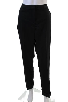 Brooks Brothers 女式钩扣袖口下摆直筒裤黑色 10 码 — 第 1/4 张图片