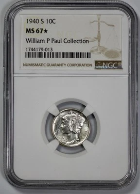 1940-S Mercury 10c Silver Dime NGC MS 67* Looks Proof Like - Image 1 of 4