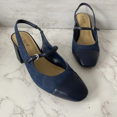 Zapatos de tacón J.Crew Factory talla 9 azul Mary Jane con correa puntera Foto 1 de 4