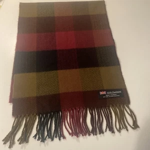 Luxus 100% Kaschmir Schal kariert burgund braun schwarz Made in Scotland Fransen - Bild 1 von 7