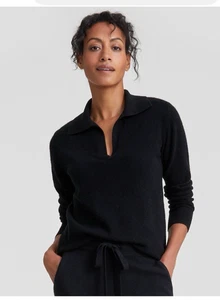 Neu mit Etikett Charter Club 100 % Kaschmir schwarzer Pullover im Polostil Kragen XXL klassisch - Bild 1 von 5