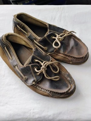 Heavily Distressed 11.5 M Jimmy Buffet Margaritaville 鞋 乐福鞋 带鞋带  — 第 1/4 张图片