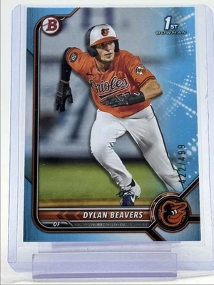 DYLAN BEAVERS 2022 BOWMAN DRAFT 1ST SKY BLUE PAPER ORIOLES B /499 Q3249 - Image 1 of 2