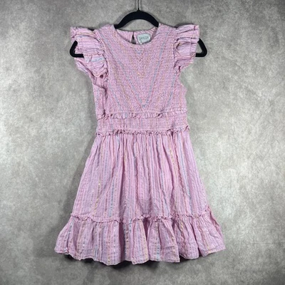 Saylor Zinnia Mini Dress Womens XS Pink Metallic Flutter Sleeve Smocked Dainty - Image 1 of 4