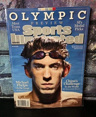 Quiosco Michael Phelps Sports Illustrated SIN ETIQUETA - Vista previa olímpica de julio de 2008 Foto 1 de 2