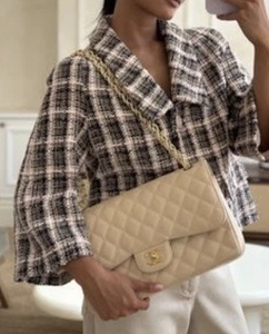 CHANEL CLASSIC JUMBO DOUBLE FLAP BEIGE LEATHER BAG ***EXCELLENT CONDITION*** - Picture 1 of 18