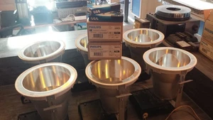 6x ERCO Downlight Einbau-Deckenleuchte silber mit weißem Rand Einbaulampe Sparla - Bild 1 von 14