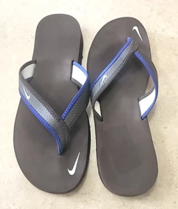 New Nike Celso Flip Flops Womens Brown Blue Thong Sandals Size 9 - Picture 1 of 10