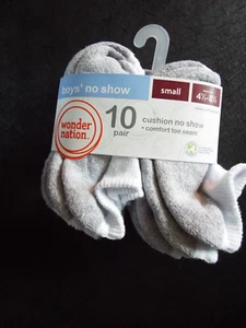 Wonder Nation Boys Cushioned No Show Socks, 10 Pack, Sizes S (4 .5-8.5) - Picture 1 of 6
