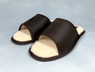 Polo Ralph Lauren Brown Leather Slippers SML9916BRL Men's Size 9 - Image 1 of 4
