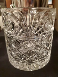 VINTAGE IRISH CRYSTAL WINE CHAMPAGNE Glass Bottle Cooler DIAMOND SCROLL 70s - Picture 1 of 12