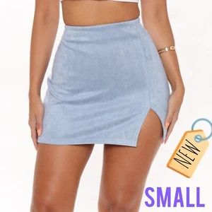 New Sexy Fashion Nova Suede Mini Skirt, Light Blue. Small . New . - Picture 1 of 15