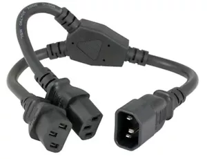 Universal Power Splitter Cord - IEC320 C14 Male Plug To Dual C13 Receptacles - Picture 1 of 5