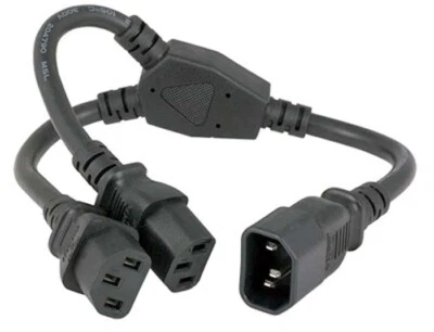 Universal Power Splitter Cord - IEC320 C14 Male Plug To Dual C13 Receptacles - Image 1 of 4