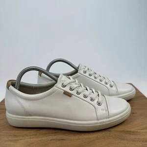 Neu Ecco Soft 7 weiße Damen-Leder-Freizeit-Sneaker Schuhe Größe 41 US 10-10,5 M - Bild 1 von 11