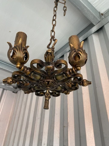Small low Iron Ceiling Antique Spanish Revival Starburst Chandelier 12" by 12" Cover