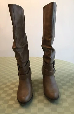 Journee Collection Mujer Botas Marrón Tostado Talla 6M Doble Hebilla Correa Acentos Foto 1 de 4