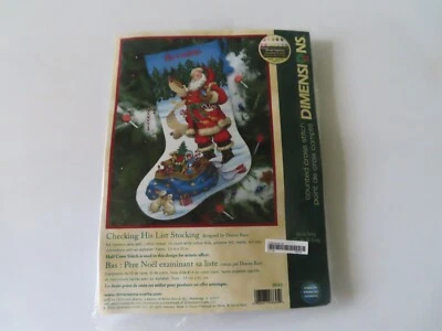 Dimensions Counted Cross Stitch Stocking Kit - Checking His List - Image 1 of 4