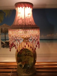 Stunning PINK TASSELLED BEADS & WHITE LACE Clip On Chandelier Lamp Shade (C) - Picture 1 of 15