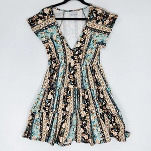 Vestido Urban Outfitters Para Mujer Pequeño Azul Tostado Floral Línea A Mini Pradera Informal - Imagen 1 de 9
