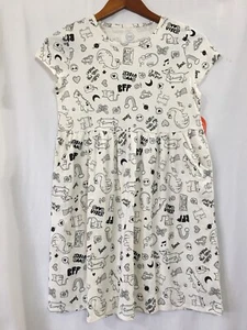 NWT Wonder Nation Cat Dinosaur Dress Girls Play pocket Cream size L +, XL + - Picture 1 of 3