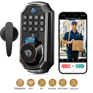 ARPHA Smart Door Lock Security Fingerprint Camera WiFi APP Doorbell+Knobs - Picture 1 of 11