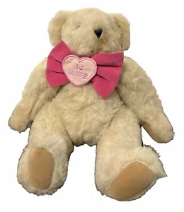 The Vermont Teddy Bear Co. Beige Jointed Bear Stuffed Animal Plush Bow Tie Vtg - Picture 1 of 12