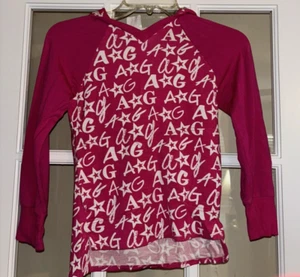 Girls Pink White Hoodie All Over American Girl Print Graphic sz SMALL - Picture 1 of 3
